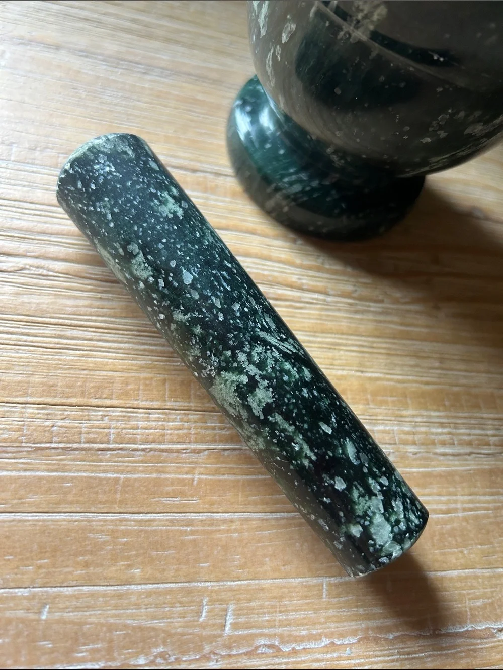 Green Solid Stone Mortar and Pestle